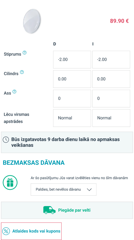 Discount voucher for uploading your glasses prescription